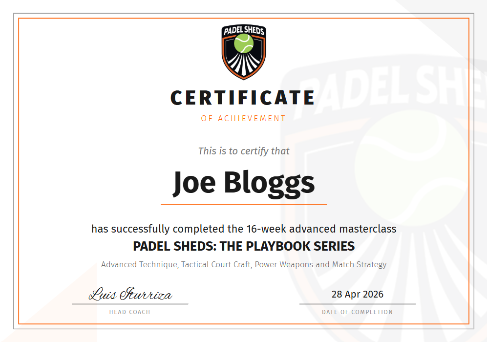 Official Padel Sheds Certificate